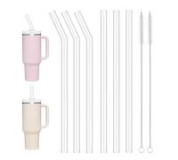 YIMETOP 6 pajitas de cristal largas de 31 cm transparentes de repuesto para Stanley Cups 30 oz, 40 oz Adventure Quencher, pajitas reutilizables con 2 cepillos de limpieza