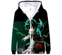 YIMIAO Hombre Niño My Hero Academia Cremallera Sudadera con Capucha Japonesa Anime Impresión 3D Hombre Hoodie Ropa Deportiva Mangas largas Zip Pullover Mujer Chaqueta(L)