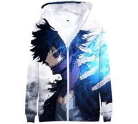 YIMIAO Hombre Niño My Hero Academia Cremallera Sudadera con Capucha Japonesa Anime Impresión 3D Hombre Hoodie Ropa Deportiva Mangas largas Zip Pullover Mujer Chaqueta(S)