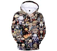 YIMIAO Hombre Niños Sudaderas con Capucha Chicos Jóvenes My Hero Academia Japonesa Anime Impresión 3D Anime Uniforme Mujer Niña Pullover(M)