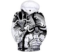 YIMIAO Impresión 3D Sudadera con Capucha One Piece Anime Patrón Casual Deportiva para Hombres Mujeres Mangas largas Cordón Luffy Ace Pullover(XL)