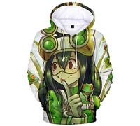 YIMIAO My Hero Academia Japonesa Anime Patrón Casual Sudadera con Capucha Impresión 3D Deportiva para Hombres Mujeres Mangas largas Cordón Pullover(XS)