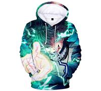 YIMIAO My Hero Academia Japonesa Anime Patrón Casual Sudadera con Capucha Impresión 3D Deportiva para Hombres Mujeres Mangas largas Cordón Pullover(XXL)