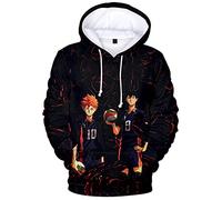 YIMIAO Niño Niña Haikyuu Sudadera con Capucha Impresión 3D Mangas largas Dibujos Animados Volleyball Junior Pullover Karasuno High School Ropa （100-160）(150)