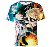 YIMIAO Niños Hombres Camiseta con Motivo My Hero Academia 3D Impreso Cuello Redondo Uchiha Japonesa Anime Deportiva Tshirt Boy's Animados T-Shirt(3XL)