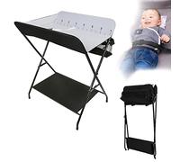 YIMING Cambiador de Bebé con Ruedas, Protege la Columna Lumbar, Plegable, Altura Ajustable, con Espacio de Almacenamiento, para Bebé 0 a 12 meses (Hasta 25 kg) (79 × 55,5 × 96 cm, Negro-blanco)