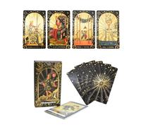 YIMINGOUFEI Baraja de Cartas del Tarot, 78 Cartas + 2 Cartas de colección con Libro guía, diseño de lámina Negra y Dorada, PVC Impermeable