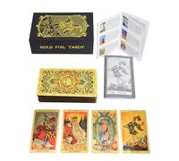 YIMINGOUFEI Baraja de Tarot bilingüe español e inglés de 78 Cartas con guía a Color de 36 páginas,bilingüe de 28 páginas. PVC, Resistente al Agua y a Las Arrugas,Diseño Dorado