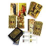 YIMINGOUFEI Baraja de Tarot Clásica Inglesa Waite con Lámina Dorada, 78 Piezas, con Guía, Diseño Impermeable de PVC, Estilo Medieval