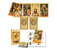 YIMINGOUFEI Baraja de Tarot de lámina Dorada de 78 Piezas, Cartas con guía de 36 páginas, PVC, Impermeable y Antiarrugas, baraja de Tarot, baraja de Cartas de Tarot de Aluminio para Principiantes