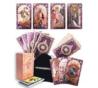 YIMINGOUFEI Baraja Tarot Rider Waite en Inglés con Lámina Dorada, 78 Cartas + 2 de Repuesto, Tarot Holográfico Impermeable con Bolsa de Terciopelo y Manual de Instrucciones