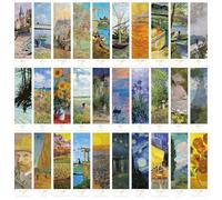 YIMINGOUFEI Juego de 30 Marcapáginas de Pintura al Óleo, Separadores de Libros Artísticos 15 x 4 cm con Obras de Van Gogh y Monet, Regalo para Lectores, Profesores y Estudiantes