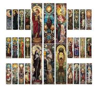 YIMINGOUFEI Juego de 30 Marcapáginas Tarot de Vidrieras, Separadores de Libros Vintage con Arte Místico Medieval, Marcadores Decorativos para Lectores, Profesores y Amantes del Tarot