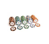 YIMINGOUFEI Juego de Chips de póquer con 100 fichas nominales para Blackjack y Juegos de Casino, 20 fichas por Valor Nominal (5-10-20-50-100), Incluye Caja de acrílico