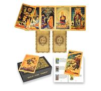 YIMINGOUFEI Tarot Inglés Dorado Rider Waite, 78 Cartas con Guía de 36 Páginas, Tarot PVC Impermeable 7 x 12 cm, Diseño Sol Luna y Estrellas para Principiantes