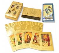 YIMINGOUFEI Tarot Rider Waite Dorado en Inglés, 78 Cartas, Sol y Luna