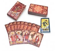 YIMINGOUFEI Tarot Rider Waite Rojo Vino y Dorado, 78 + 2 Cartas en Inglés