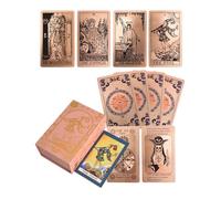 YIMINGOUFEI Tarot Vintage Inglés Dorado Rider Waite, 78 Cartas + 2 de Repuesto con Guía de 36 Páginas, Tarot PVC Impermeable con Acabado Holográfico y Letras Grandes