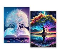 Yiminu.DS Juego de pintura de diamante 5D, Manualidades con diseño de árbol, imágenes para adultos, 2 unidades