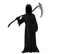 YIMOJOY Halloween Disfraz de la Parca Espeluznante Niños con Guadaña,Máscaras,Guantes - Halloween para Niños Carnaval(XL:12-15 años)