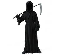 YIMOJOY Halloween Disfraz de la Parca Espeluznante Niños con Guadaña,Máscaras,Guantes - Niños Disfraz de la Parca Espeluznante Niño Disfrazs de la Parca de Halloween para Niño Carnaval(XL:12-15 años)