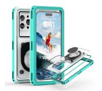 YIMONA Funda impermeable para teléfono móvil, IPX8 de 6,9 pulgadas, sumergible, para snorkeling, universal, impermeable, pantalla submarina táctil, pantalla Full HD (verde azulado)