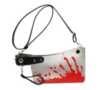 Yimuzche - Bolso de mano con sangre para mujer, bolso de hombro de piel sintética para Halloween, fiesta de cosplay, accesorio, plata