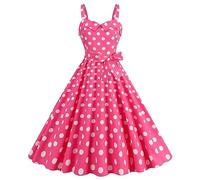 Yimuzche - Vestido de noche de cóctel vintage de enrejado rosa pin-up vestido de mujer retro Rockabilly años 50 sexy falda ocio boda fiesta ceremonia, b, XXL
