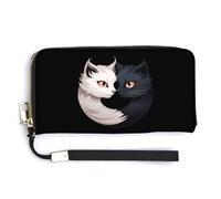 Yin and Yang Cats - Cartera de piel divertida con correa para la muñeca para hombres y mujeres, Estilo:, 20.0*10.5cm