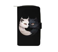 Yin and Yang Cats - Cartera larga de piel sintética para mujer, organizador de mano para oficina y viajes