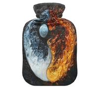 Yin and Yang Ice and Fire (1) Bolsa de agua caliente con funda de forro polar suave, bolsa de agua caliente para aliviar el dolor de cuello y hombros, terapias calientes y frías-L