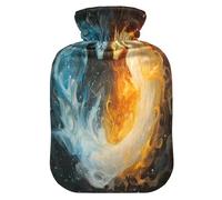 Yin and Yang Ice and Fire - Botella de agua caliente con funda de forro polar suave, bolsa de agua caliente para aliviar el dolor de cuello y hombros, terapias frías y calientes, talla L