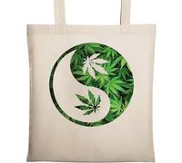 Yin and Yang Leaf - Bolsa de algodón ecológico natural, color beige, beige, Talla única