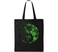 Yin and Yang Leaf - Bolsa de algodón ecológico natural, color negro, Black, Talla única