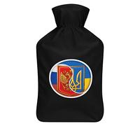 Yin And Yang Rusia y Ucrania - Botella de agua de goma con cubierta de felpa suave, bolsa de agua caliente para invierno, manos y pies, protección contra el frío, 1000 ml