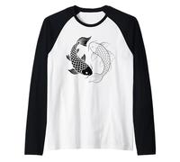 Yin Y Yang Japonés Koi Fish Arte Espiritual Gráfico Minimal Camiseta Manga Raglan