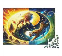 Yin-Yang 1000Pc Puzzle for Adults Lion and Tiger Yin-Yang for The Whole Family Women, Gifts for Men 70x50cm 1000pcs