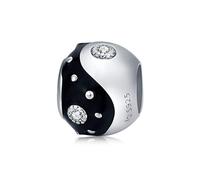 Yin & Yang - Abalorio de plata de ley 925 compatible con pulseras Pandora, feliz aniversario, cumpleaños, Navidad, para pulsera, esmaltado Cristal