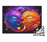 Yin-Yang Adult Challenging Puzzle Games Blue Orange Dual Face Art for Women, Gifts for Men Age 14 Years Up 70x50cm 1000pcs