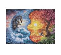 Yin-Yang del Dragón y el Ave del Sol Puzzle 300 Piezas Decoración Moderna Rompecabezas para Adultos 3D DIY Creativo Desafío Intelectual Juguete Educativo 300 PCS