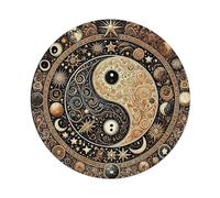 Yin Yang Feng Shui Cartel Redondo de Hojalata Cartel de Metal Vintage Decoración de Pared para Hogar Bar Jardín Póster de Metal 8x8 Pulgadas