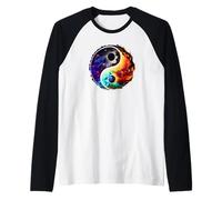 Yin Yang Feng Shui Ying Yang Zen Taijitu Colorido Galaxy Camiseta Manga Raglan
