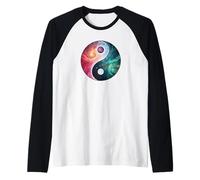 Yin Yang Feng Shui Ying Yang Zen Taijitu Galaxia Colorida Camiseta Manga Raglan