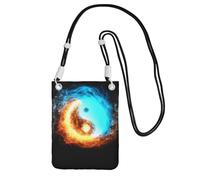 Yin Yang Fire And Ice - Bolsa de mensajero estampada compacta y ligera adecuada para viajes diarios, viajes y compras, Black, Talla única