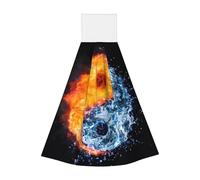 Yin Yang Fire Water - Toallitas de mano de terciopelo coral para colgar, paños de limpieza de secado rápido para cocina, baño, camping y más