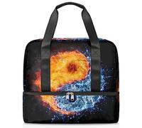 Yin Yang Fire Water Travel Duffel Bag for Men Women 21L Yin Yang Weekend Bag Wet Seperated Sports Tote Gym Travel Weekender Bag, multicolor, 21L, Bolsa de viaje