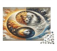 Yin-Yang Jigsaw Puzzles for Adults Lion Lamb Yin Yang Educational Games for The Whole Family Women 38x26cm 1000pcs