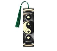 Yin Yang - Juego de 5 marcapáginas artísticos para mujer, diseño de borlas, de madera, suministros de estudio