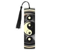 Yin Yang - Juego de 5 marcapáginas artísticos para mujer, diseño de borlas, de madera, suministros de estudio