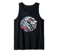 Yin Yang Koi Fish and Dragon Lotus Wave Zen símbolo japonés Camiseta sin Mangas